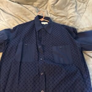 Kith Dark Blue Textured Button Down Shirt
